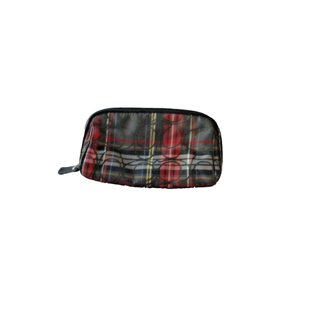 COACH Vintage Tartan Plaid Glitter Travel Makeup Clutch Bag